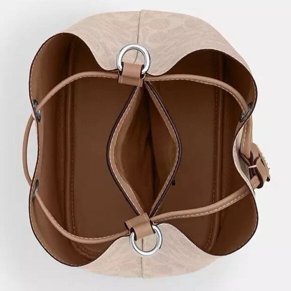 NWT Coach Rowan Bucket Bag In Signature Canvas CBH07 Silver/Sand/Taupe - Picture 9 of 10